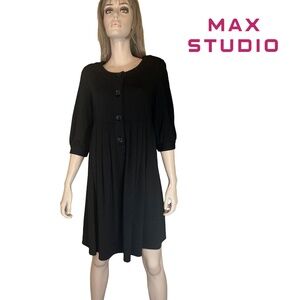 Max Studio Rayon Blend Dress Tunic Button Front EUC